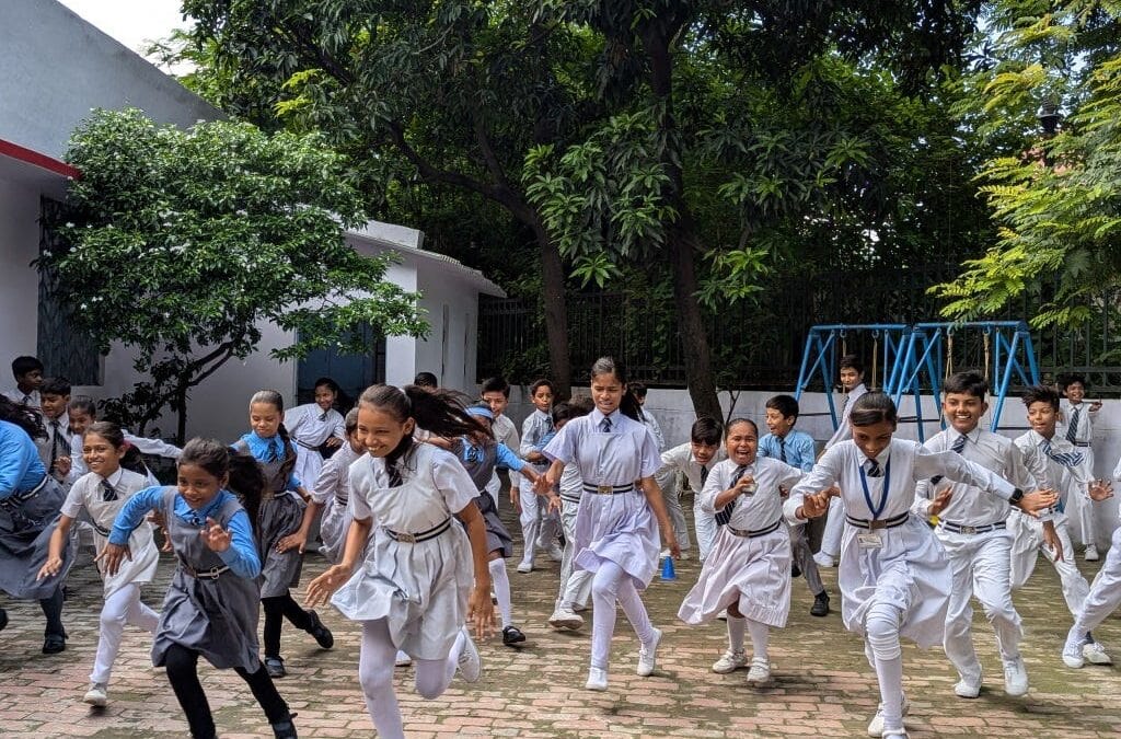 CHildren from Bal Bharti School running Together